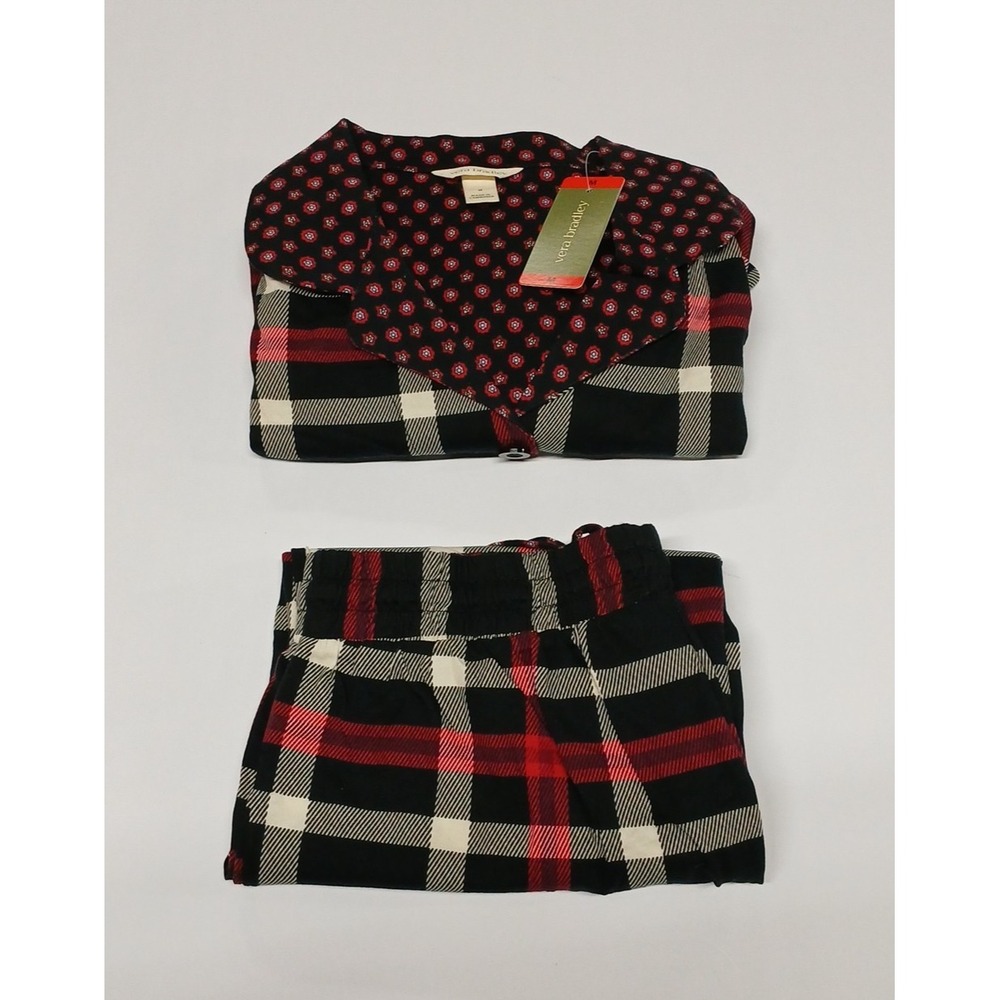 Vera Bradley Pajama Set 2pc Button Down Red Plaid Cotton 1908043 Mens M
